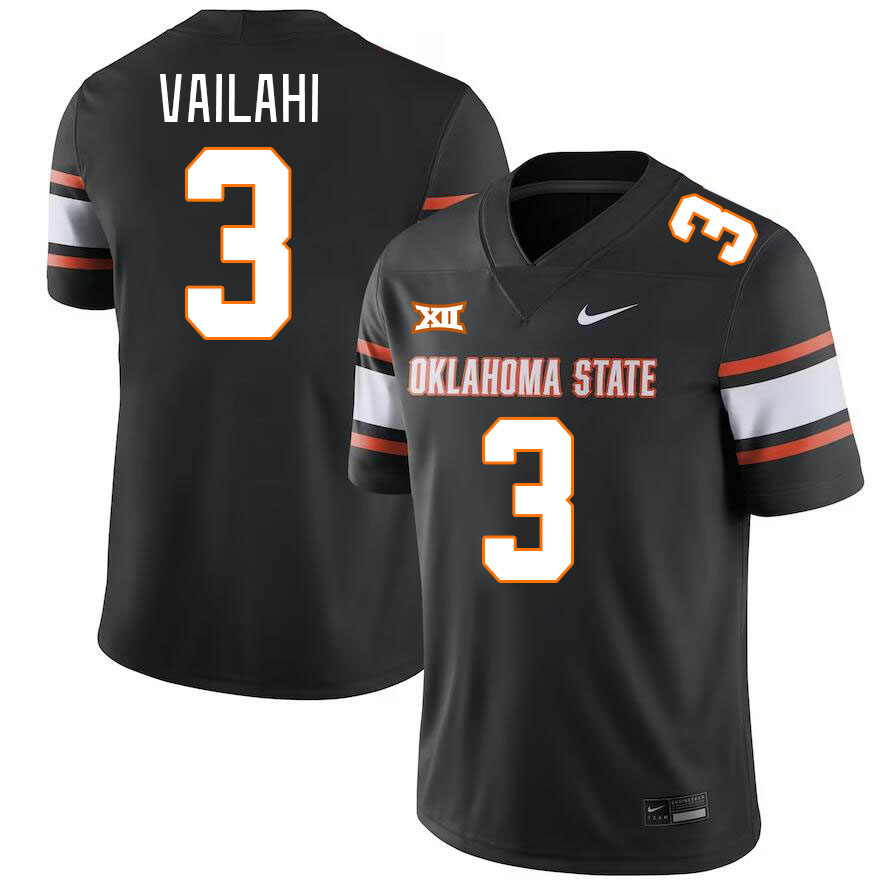 Men #3 Sesi Vailahi Oklahoma State Cowboys College Football Jerseys Stitched-Black